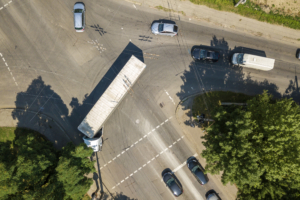 ariel view of accident at intersection