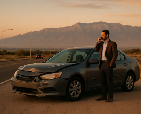 What to Do After a Hit-and-Run Crash in Albuquerque near a damaged vehicle