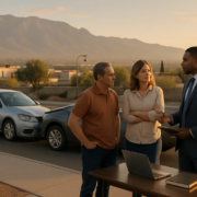 Car accident lawyer cost discussion in Albuquerque, NM near a roadway