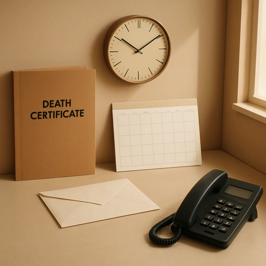 Documents and clock representing a wrongful death filing deadline in New Mexico