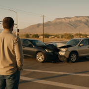 Comparative fault car accident Albuquerque multi-vehicle crash scene