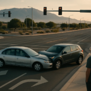Intersection accident lawyer Albuquerque reviewing fault at a signalized crash scene