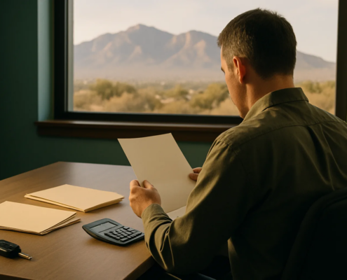 Albuquerque car accident medical liens represented by settlement paperwork and a vehicle key